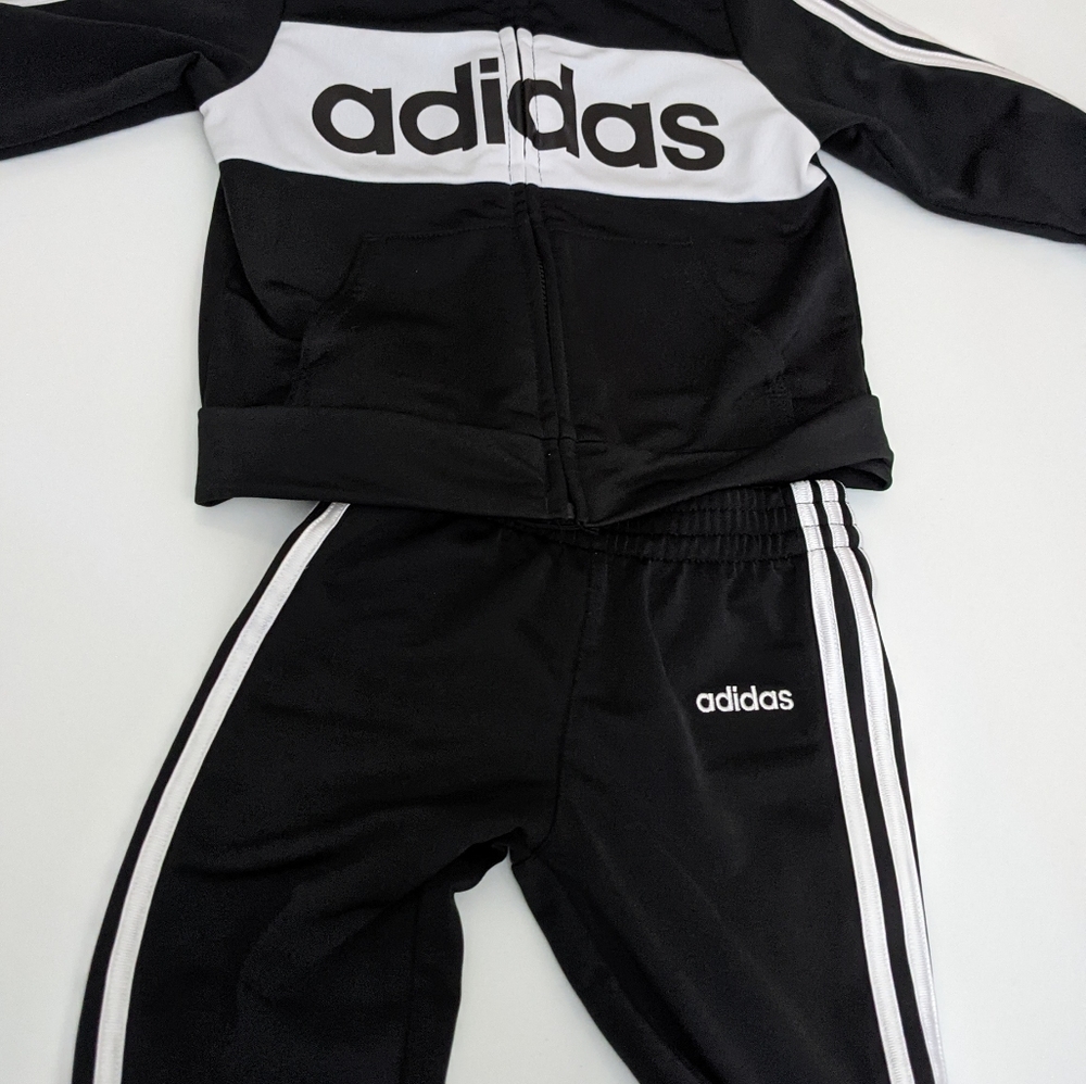 Babies adidas tracksuit black and white